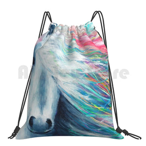 Rainbow Horse Backpack Drawstring Bags Gym Bag Waterproof