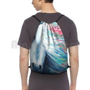 Rainbow Horse Backpack Drawstring Bags Gym Bag Waterproof