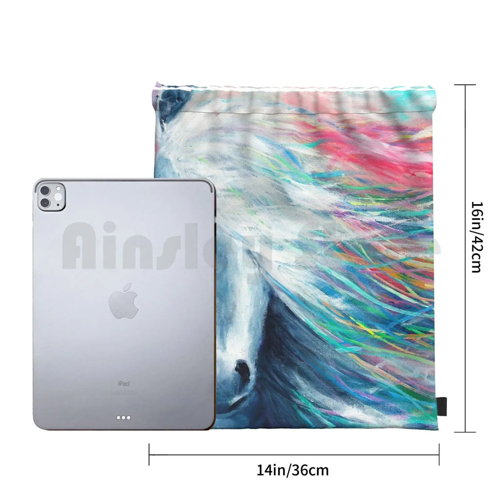 Rainbow Horse Backpack Drawstring Bags Gym Bag Waterproof