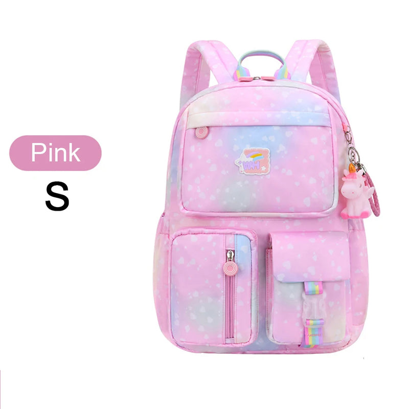 Rainbow Girl Backpack Large Capacity Schoolbag Princess Book Bags