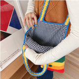 Rainbow Knitted Shoulder Bag for Women Wool Crossbody Bag Purse