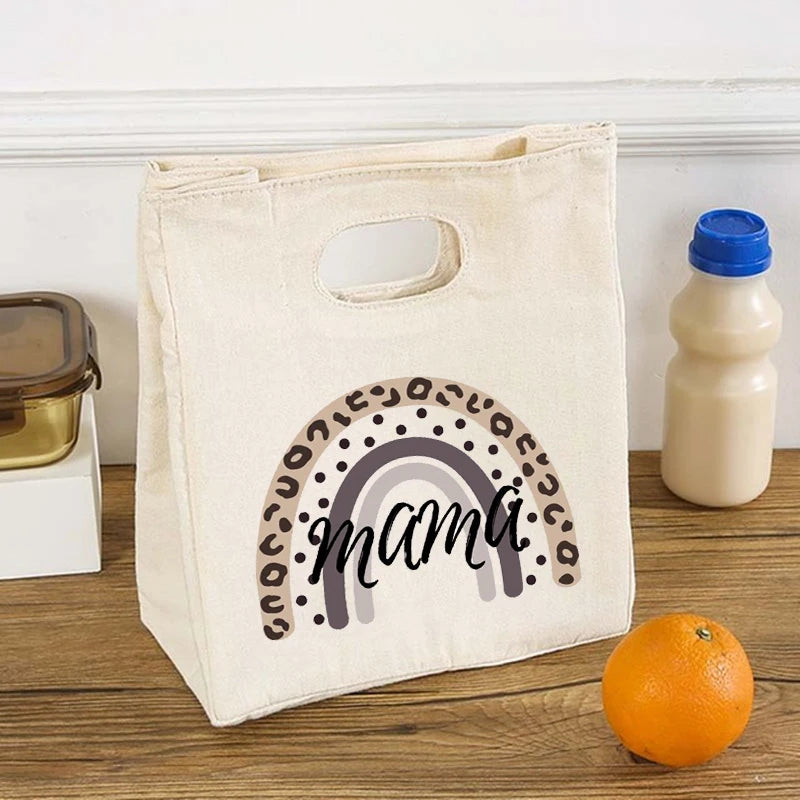Rainbow Mama Print Lunch Bag Thermal Insulated Cooler Tote Bento Pouch