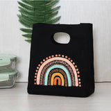 Rainbow Print Portable Lunch Bags Thermal Insulated Bento Box Tote