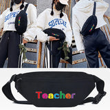 Large Capacity Rainbow Print Waist Bag Unisex Fanny Pack Street Chest Bag