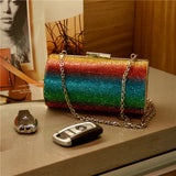 Rainbow Rhinestone Handbag for Women Evening Bag Crystal Shoulder Bags