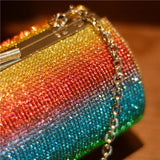 Rainbow Rhinestone Handbag for Women Evening Bag Crystal Shoulder Bags