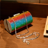 Rainbow Rhinestone Handbag for Women Evening Bag Crystal Shoulder Bags