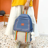Rainbow Ribbon Summer Nylon Women Backpack College Style Travel Rucksack
