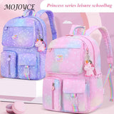 Rainbow School College Backpack Kids Girl Daypack Waterproof Cartoon Starry Sky