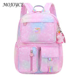Rainbow School College Backpack Kids Girl Daypack Waterproof Cartoon Starry Sky
