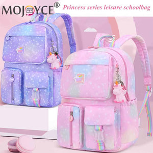 Rainbow School College Backpack Water Resistant Princess Backpack