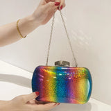 Rainbow Sling Bag for Women Evening Handbag Clutch High Purse