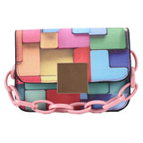 Rainbow Stitched Small Square Bag Personalized Shoulder Chain Messenger