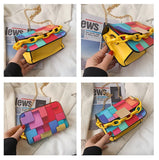 Rainbow Stitched Small Square Bag Personalized Shoulder Chain Messenger