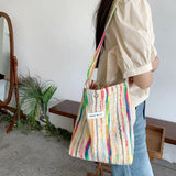 Colorful Rainbow Stripe Shoulder Bag for Women