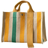 Rainbow Striped Small Tote Shoulder Bag Canvas Women Square Shape