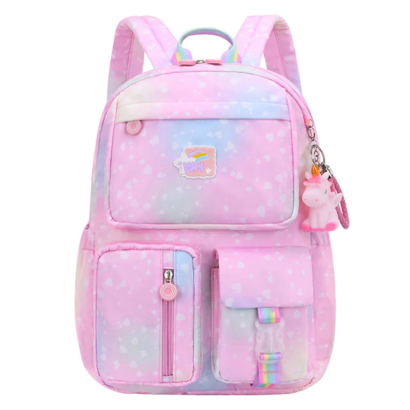 Rainbow Students Backpack Water Resistant School Bag Lightweight Cartoon Starry