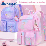 Rainbow Students Backpack Water Resistant School Bag Lightweight Cartoon Starry