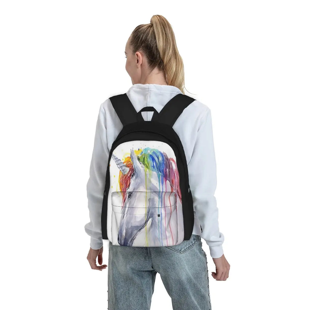 Rainbow Unicorn Watercolor Backpack Men's Women's Print