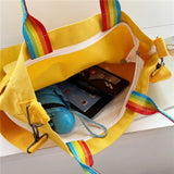 Rainbow Women Corduroy Zipper Shoulder Bag Casual Tote Female Crossbody Bag