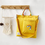 Rainbow Women Corduroy Zipper Shoulder Bag Casual Tote Female Crossbody Bag