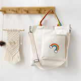 Rainbow Women Corduroy Zipper Shoulder Bag Casual Tote Female Crossbody Bag