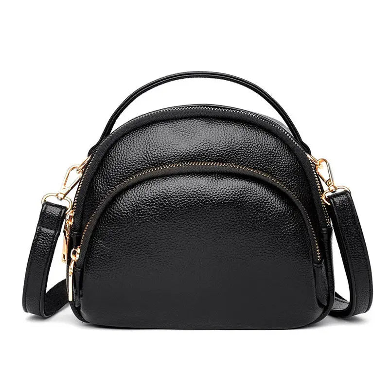 Black Leather Crossbody Bag for Women