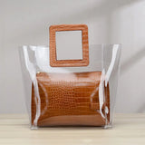 Women Transparent Composite Beach Shoulder Bags Casual Handbags