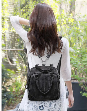Women Small Pu Leather Backpack Teenage Girls Casual Bags