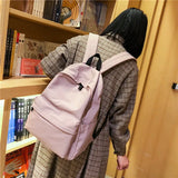 Preppy Style Nylon Backpack Yellow School Bags For Teenagers