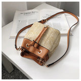 Rattan Bucket Bag Women Shoulder Crossbody Bohemia Summer Beach Straw Handbag