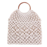 Rattan Cotton Rope Hollow Woven Beach Bag Storage Tote Shoulder Bag