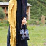 Vintage Distressed Straw Bag Woven Mini Tote Bucket Bag