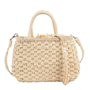 Rattan Straw Handbags Women Retro Straw Tote Bag