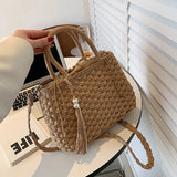 Rattan Straw Handbags Women Retro Straw Tote Bag