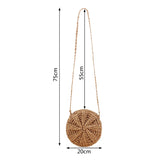 Rattan Woven Round Women Straw Bag Handbag Knit Summer Beach Bag