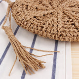 Rattan Woven Round Women Straw Bag Handbag Knit Summer Beach Bag