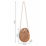Rattan Woven Round Women Straw Bag Knit Summer Beach Bag Tassel Khaki Beige Bags