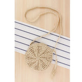 Rattan Woven Round Straw Beach Bag Tassel Khaki Beige