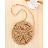 Rattan Woven Round Women Straw Bag Knit Summer Beach Bag Tassel Khaki Beige Bags