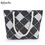 Plaid Beach Tote Canvas Shopping Bag Casual Shoulder Handbag B790