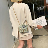 Punk Shoulder Bag Motobike Mini Crossbody Bag Women PU Leather Chain Messenger B