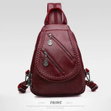 Double Zippered Women Small Backpack PU Leather Travel Back Pack Mini School