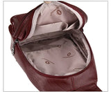 Double Zippered Women Small Backpack PU Leather Travel Back Pack Mini School