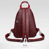 Double Zippered Women Small Backpack PU Leather Travel Back Pack Mini School