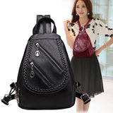 Double Zippered Women Small Backpack PU Leather Travel Back Pack Mini School