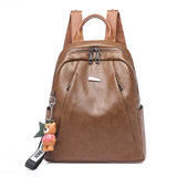 Vintage PU Leather Backpack with Earphone Hole