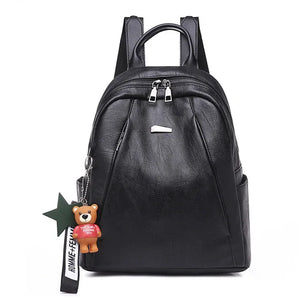 Vintage PU Leather Backpack with Earphone Hole