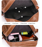 Vintage PU Leather Backpack with Earphone Hole