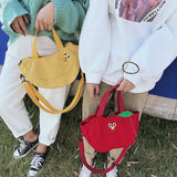 Banana Shaped Embroidery Tote Handbag Women Cartoon Shoulder Bag